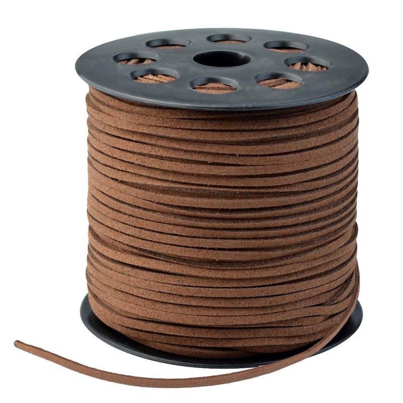 Wobe 100 Yards Suede Cord, Leather Cord 2.6mm x 1.5mm Suede Lace Faux Leather Cord with Roll Spool for Bracelet Necklace Beading DIY Handmade Crafts Thread (Coffee) - Image 1